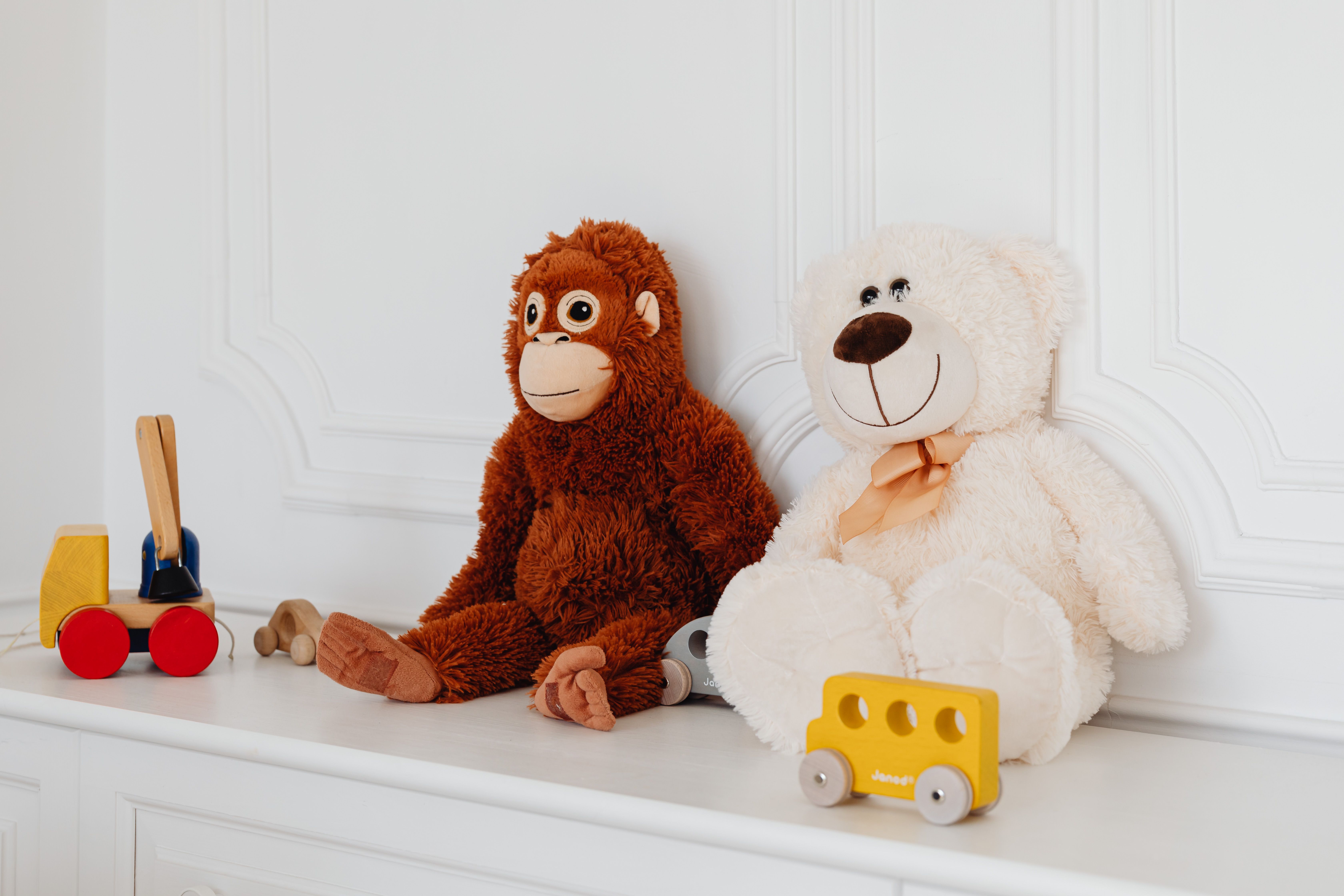 Teddy bears and wooden toys